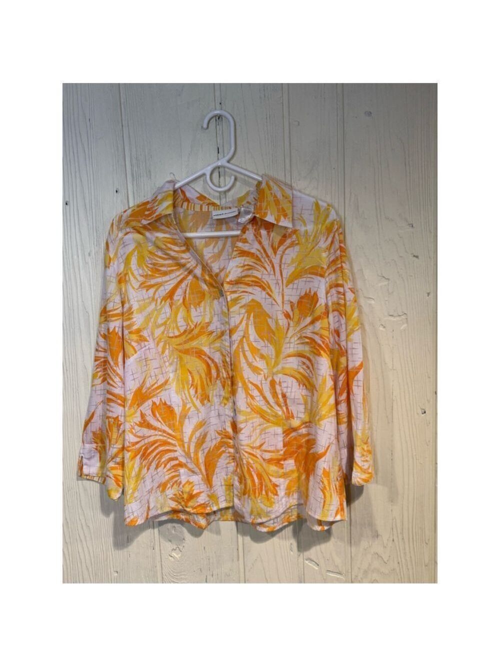 Alfred Dunner Women's Orange Floral Button Up Shirt XL